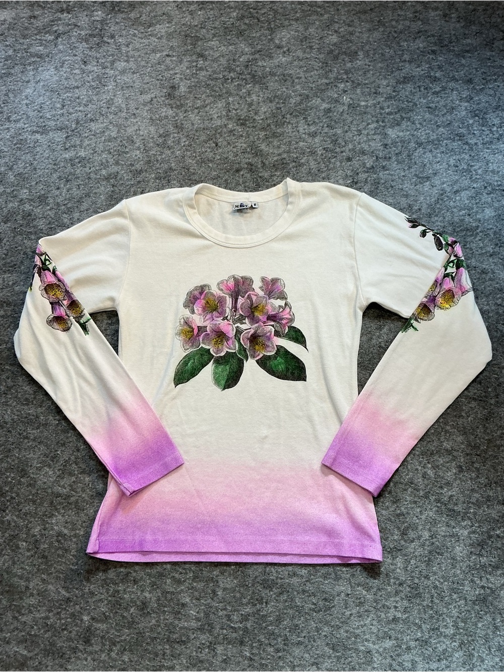 Many Colors Big Bud Press Floral Graphic Dip-Dye Long Sleeve Top Size Small